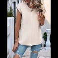 thumbnail image 4 of Suéter de Punto Sin Mangas con Cuello Redondo Informal de Verano para Mujer, Estilo Holgado, Tipo Jersey, Sin Mangas Albaricoque L, 4 of 10