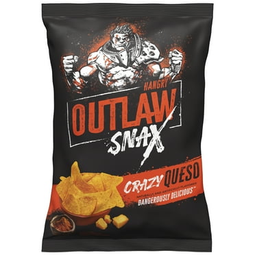 Outlaw Snax Crazy Queso Flavored Tortilla Snack Chips, Family Size 10 Ounce Bag