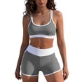 thumbnail image 7 of Bosfbaoi 3-Piece Swimsuit for Women Athletic Tankini Womens Swimsuits Contrast Trim Racerback Tank Top Sports Bra High-Waisted Shorts, 7 of 7