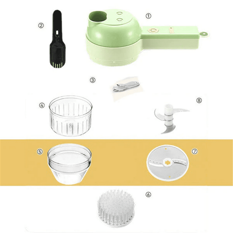 4 in 1 Handheld Electric Vegetable Cutter Set, Mini Hand-held Wireless  Electric Garlic Mud Masher Chopper, Mixer Auxiliary Food Slicer Dicer for  Garlic Pepper Chili Onion by PAKASEPT 