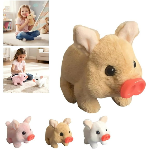 Electric Pig Plush Realistic Toy, 2026 New Interactive Crawling Piglet, Electronic Plush Piggy Toy with Wagging Tail & Twitching Nose & Oink, My Pet Pig That Acts Like a Real Pigs
