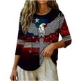 thumbnail image 6 of Womens Crewneck Patriotic Tshirts July 4th Festival 3/4 Sleeve Shirt Tops Casual Independence Day Pullover Tees Dark Gray, 2XL, 6 of 7