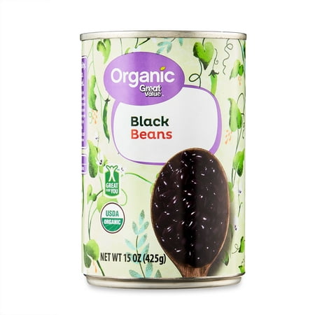 Great Value Organic Black Beans, Canned, 15 oz