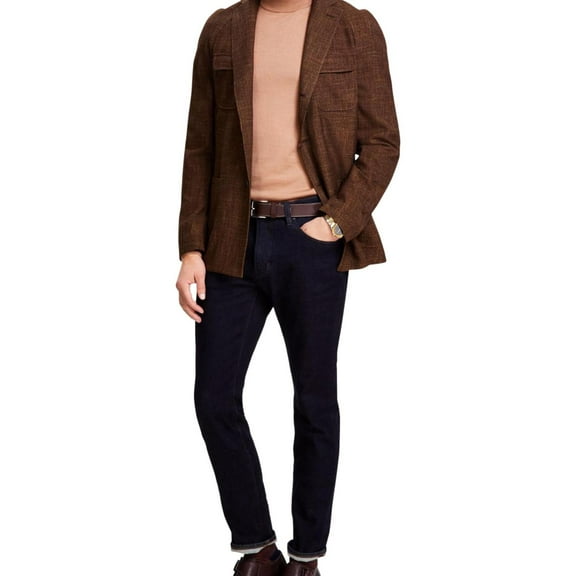 Tallia Mens Raglan Sleeve Three Button Blazer Jacket, Black, 46 Regular