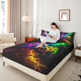 thumbnail image 4 of Castle Fairy Video Game 3pcs Twin Sheet Sets,Abstract Lightning Twin Fitted Sheet,Gradient Vintage Breathable Flat Sheet,Ultra Soft Gamepads Home Decor, 4 of 7