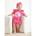 thumbnail image 6 of Infant Baby Girl Clothes Ruffle Letter Short Sleeve Romper Floral Long Pants with Headband Outfits Set Rose Red 0-3 Months, 6 of 6