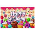 thumbnail image 5 of Happy Birthday Decoration Colorful Donuts Backdrop Banner Party Supplies Photography Props Kids Celebration Festival Event Decor Fun Balloon Cake Cupcake, 5 of 7