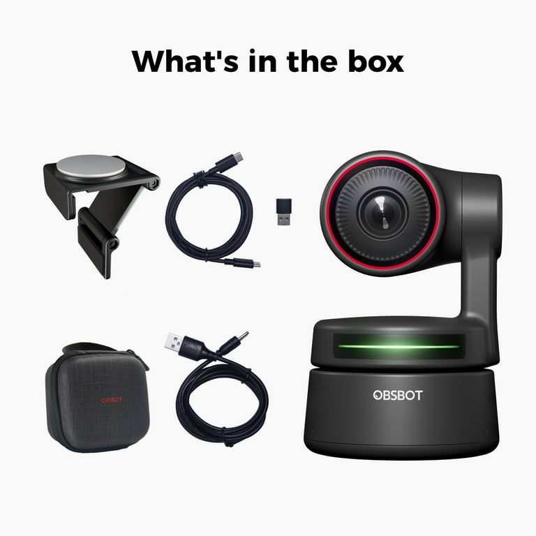 OBSBOT Tiny4K 4K Web Cam with Camera Mount & USB Type-C to