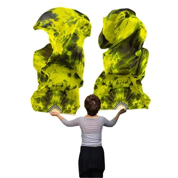 Belly Dance Silk Fans Hand Dye Real Silk Fans Women Belly Dance Costume Accessory Silk Fans For Dancing 1.8m