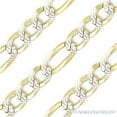 thumbnail image 2 of 6.8mm Figaro / Figaroa D-Cut Pave Link Italian Chain Necklace in .925 Sterling Silver w/ 14k Yellow Gold, 2 of 2