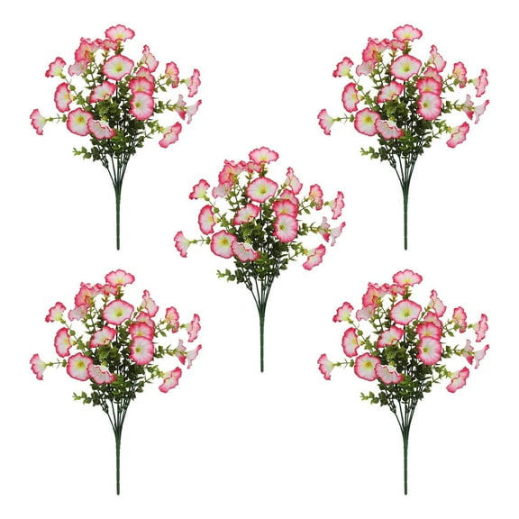 Eoozwa 5 Pack Outdoor Artificial Flowers Weather Resistant for Garden Patio Decor Realistic Fake Floral Arrangements No Maintenance