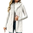 thumbnail image 2 of Tusihei Women's Sleeveless Hooded Zip Up Fleece Vest Lightweight Warm Jacket Casual Solid Long Outerwear for Daily Wear Comfortable Layering Piece, White 2XL, 2 of 8