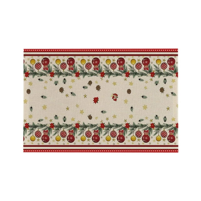 Christmas-Themed Polyester Placemats for Festive Table Decoration, Durable and Easy Clean Dining Mats