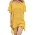 thumbnail image 2 of Yammkia Womens Swimsuit Coverup Short Sleeve Beach Cover Up Women’s Bathing Suit Cover Up for Beach Pool Swimwear Crochet Dress for One Size,Yellow, 2 of 3