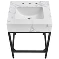 thumbnail image 5 of Maklaine Contemporary White Artificial Marble Bathroom Vanity, 5 of 6