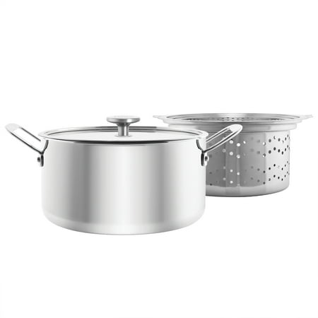 

Chantal Induction 21 Steel 7 Quart Stock Pot with Pasta-Steamer Insert and Glass Lid