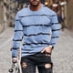 thumbnail image 1 of Blusas y camisas de manga larga con cuello redondo para hombre, blusa informal de manga larga con cuello redondo y estampado de rayas para hombre., 1 of 5