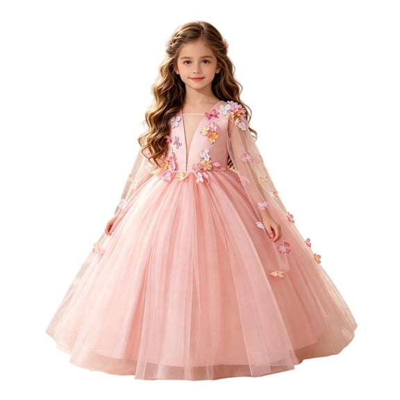 MEZZALL Girls Dresses Tutu Evening Gown Wedding Party Formal Gown Kids Trendy Sundress