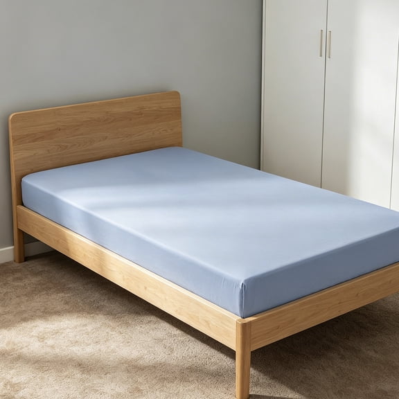 Twin Fitted Sheet Only No Slip Deep Pocket Soft Polyester Bed Sheet for Dorm Room College Essential Mattress Cover Easy Care Fits Standard Single Beds Home Bedding