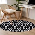 thumbnail image 6 of Minimalist Art Round Rug 3.3ft Washable Circle Entryway Rugs Non Slip Boho Abstract Floral Lattice Black Area Rug Indoor Floor Carpet for Bedroom Kitchen Living Room Home Office Dining Room Nursery, 6 of 9