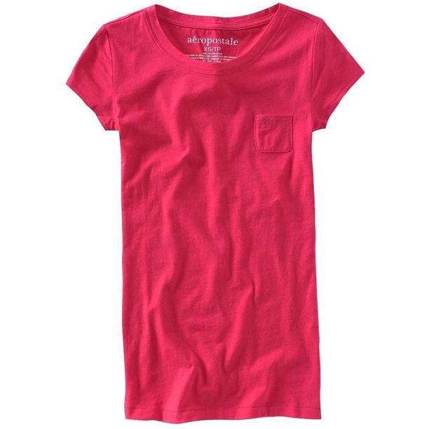 Aeropostale A87 - Camiseta gráfica para mujer con bolsillo pequeño, color rosa, pequeña