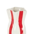 thumbnail image 4 of DecMode 12" Round Red Ceramic Vase with White Vertical Stripes, 4 of 9