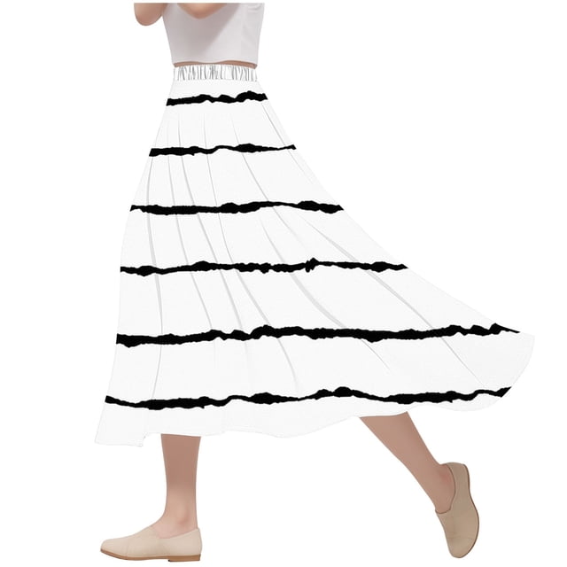 Jupes pour Femmes, Jupes d'Été pour Femmes, Jupe Décontractée à Fleurs Imprimées, Jupe Élastique à la Taille, Jupe pour Femmes, Jupes d'Été pour Femmes