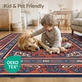thumbnail image 4 of ODIKA 4'x6' Navy Red Traditional Medallion Washable Area Rug Classic Geometric Floral Motifs with Intricate for Home Office, Under Desk, Non-Slip Chair-Friendly, Flatwoven, 4 of 7