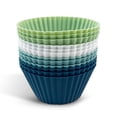 thumbnail image 1 of Wosthever 12/14 piezas de silicona para hornear Muffins tazas reutilizables antiadherentes moldes para cupcakes herramienta de moldeo de 12 piezas, 1 of 6