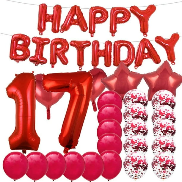Sweet 17th Birthday Decorations Party Supplies Red Number 17 Balloons 17th Foil Mylar Balloons Latex Balloon Decoration Great 17th Birthday Gifts For Girls Women Men Photo Props Walmart Com Walmart Com