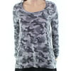 Kensie NEW Gray Womens Medium M Camo-Print Shirt Athletic Apparel