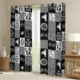 thumbnail image 2 of Dirt Bike Curtains for Bedroom Living Room (2 Panels, 52 x 84 Inch) Extreme Sports 30%-50% Blackout Curtainsative Racing Motocross Rider Buffalo Check Plaid Darkening Drapes Black White, 2 of 8