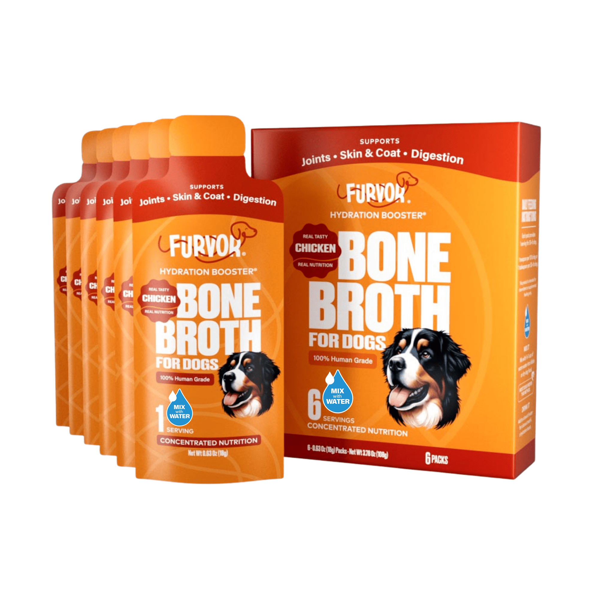 Furvor Chicken Broth for Dogs, Bone Broth Collagen Protein, 12 oz