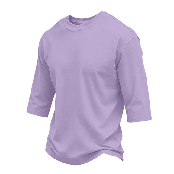 Basic Tees for Men 3/4 Sleeve Round Neck Solid T Shirts Causal Lightweight Summer and Fall Pull On Shirts, 3XL