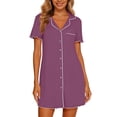 thumbnail image 6 of Avirosel Women's Button Down Sleepshirt Short Sleeve Nightgown V Neck Nightshirt Pajamas Soft Casual Nightdress for Loungewear, 6 of 7