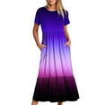 thumbnail image 6 of Plus Size Maxi Dress for Women 2024 Summer Fashion Casual Short Sleeve Crewneck Dress Casual Flowy Tiered Maxi Beach Dress With Pockets Gradient Print Dress Gift for Women on Clearance!, 6 of 7