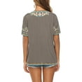 thumbnail image 3 of Higustar Embroidered Tops for Women Short Sleeve V Neck Plus Size Boho Mexican Style Blouse Peasant Tops Women T Shirts Casual Tee Ladies Tunics-M/Gray/442/H, 3 of 8