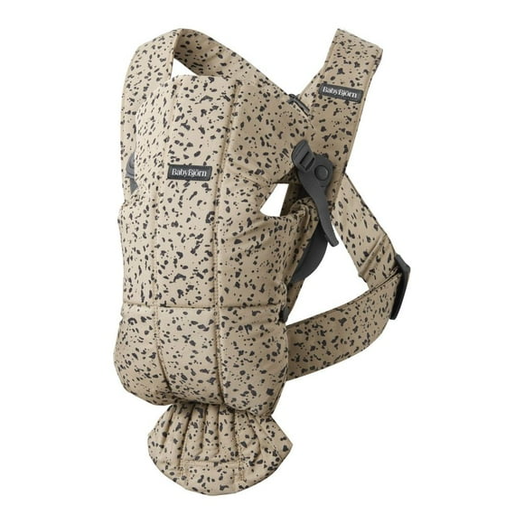 BabyBjorn Baby Carrier Mini in Woven Fabric - Beige/Dark Grey Print