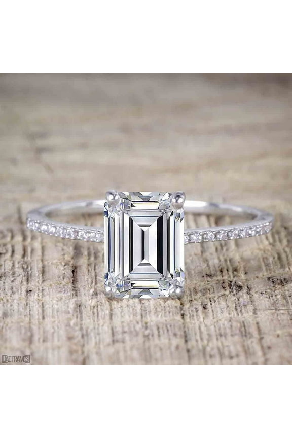The Classic 1.50 Carat Emerald cut Moissanite Diamond Engagement Ring with 18k Gold Plating