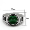 thumbnail image 3 of Anillo Color Plata Para Hombres de Acero Inoxidable Malachite Esmeralda, 3 of 4