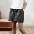 thumbnail image 5 of Axiiglly Bermuda Shorts for Women Striped Cotton Linen Elastic Waist Summer Casual Shorts with Pockets, S-3XL, 5 of 6
