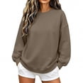 thumbnail image 3 of Women's Oversized Sweatshirt Solid Color Long Sleeve Crew Neck with Ribbed Back Cross Soft Casual Pullover for Lounge & Streetwear, 3 of 6