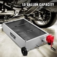 thumbnail image 3 of VEVOR Oil Drain Pan 15 Gallon Oil Drain Tank, 57L Low Profile Oil Drain Pan, Large Capacity Oil Change Pan, Foldable Hand, with Pump, Hose, Swivel Casters Wheels for Car, SUV, Trucks Oil Draining, 3 of 7