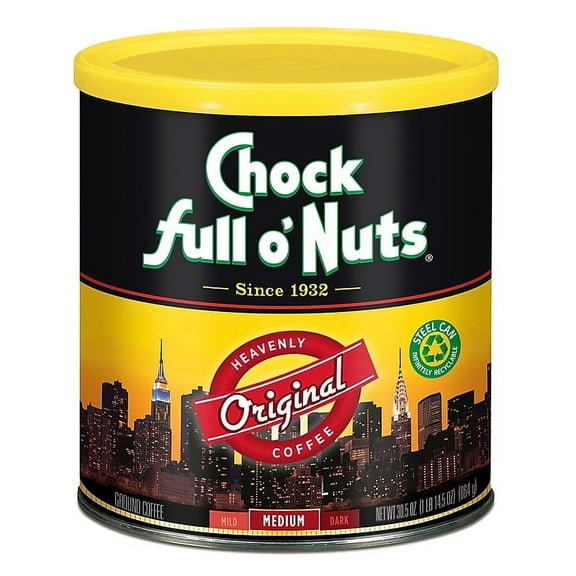 Chock full o'Nuts Original Blend Ground Coffee, Medium Roast, 30.5 oz. Pack of 2