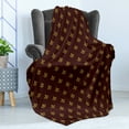 thumbnail image 4 of Fleur De Lis Soft Flannel Fleece Blanket, French Pattern European Culture Theme Abstract Vintage Renaissance, Cozy Plush for Indoor and Outdoor Use, 50" x 60", Burgundy Earth Yellow, by Ambesonne, 4 of 5