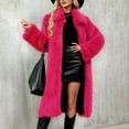 thumbnail image 6 of Stichou Womens Winter Faux Fur Long Coat Oversize Fuzzy Long Outerwear Fashion Luxury Warm Jacket Overcoat Hot Pink XL, 6 of 6