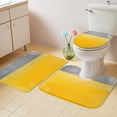 thumbnail image 4 of Yellow Gray Bathroom Rugs Set Geometric Color Block Non Slip Absorbent Soft Bath Mats 3 Piece Set with Bathroom Rug, U-Shaped Floor Mat, Toilet Seat Cover Large Size, 4 of 9