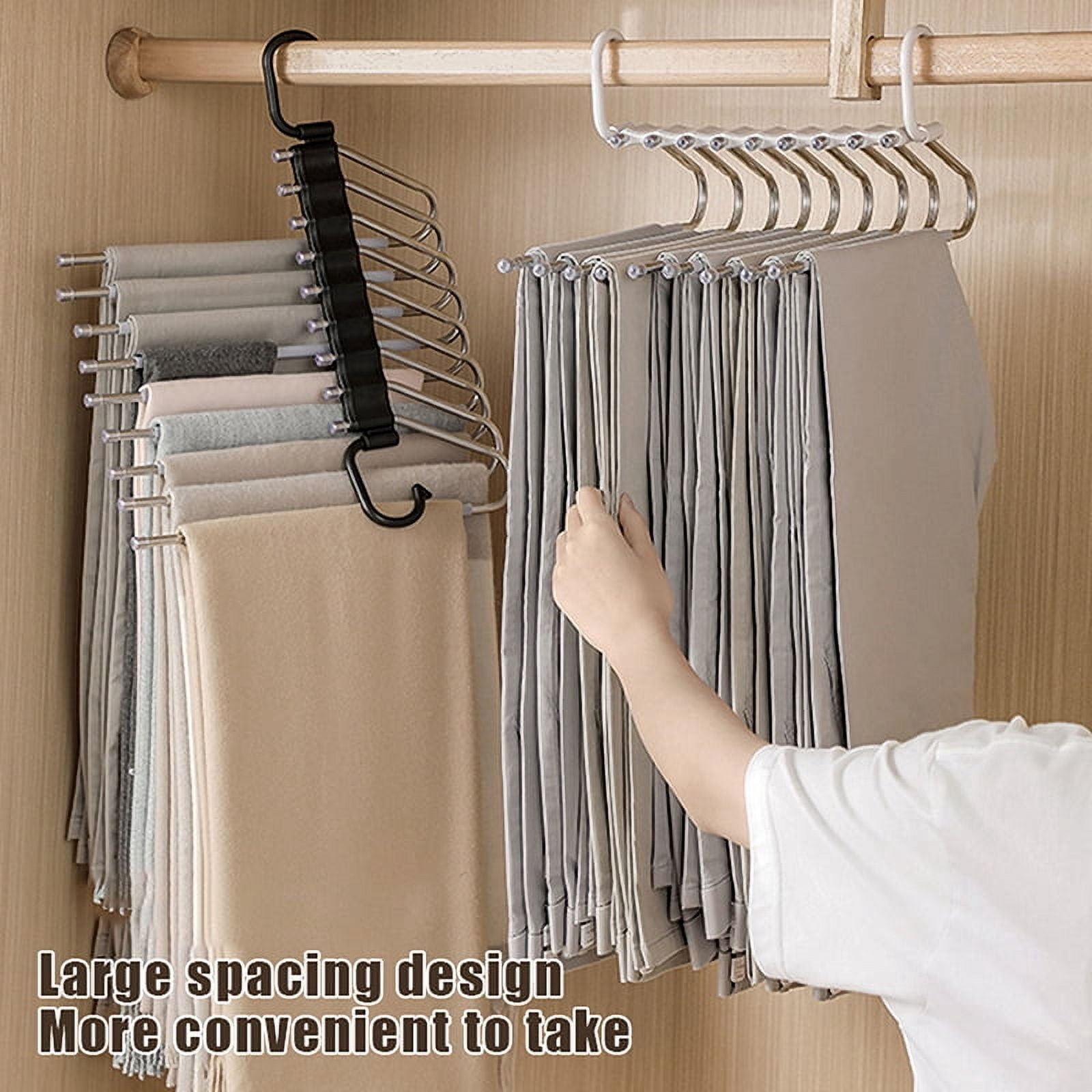 Folding Magic Pants Hangers 5/9layers Stainless Steel Space Saving Clothes Rack Organizer For Wardrobe Jeans Trousers Scarf
