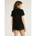thumbnail image 4 of Joyspun Women's Cotton Blend Notch Collar Top and Shorts Pajama Set, 2-Piece, Sizes S to 4X, 4 of 6