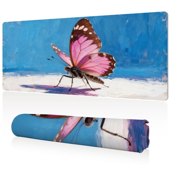 LIVEKEY Mouse Pad Ultra Large 80x40x0.3cm Full Desk Coverage with Exquisite Butterfly Painting Art for Gaming and Office Desk Mat